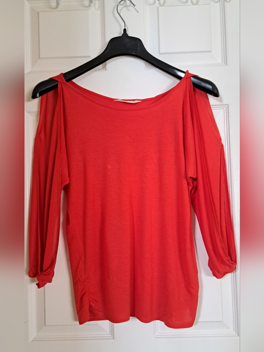Old Navy Reddish-Orange Long Sleeve Cold-Shoulder Top Petite Small